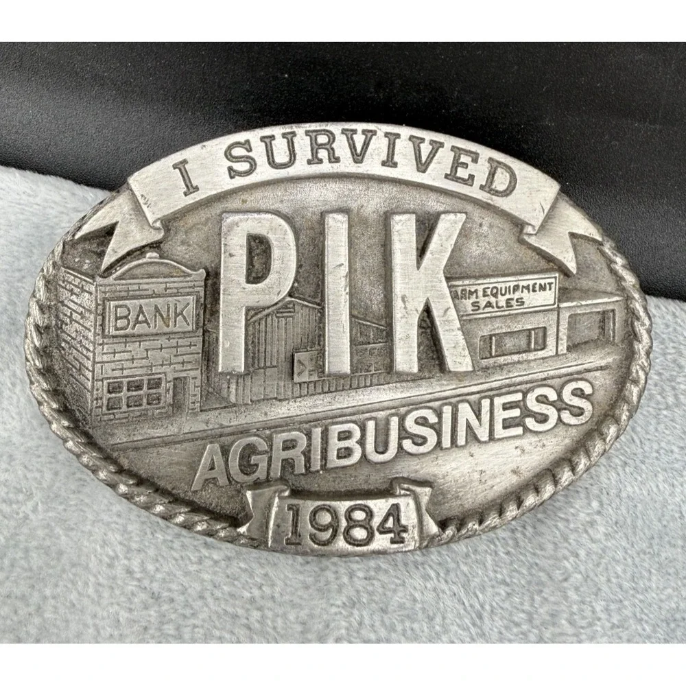 Vintage Iowa Premium & Specialty Co Belt Buckle Silver PIK Agribusiness 1984